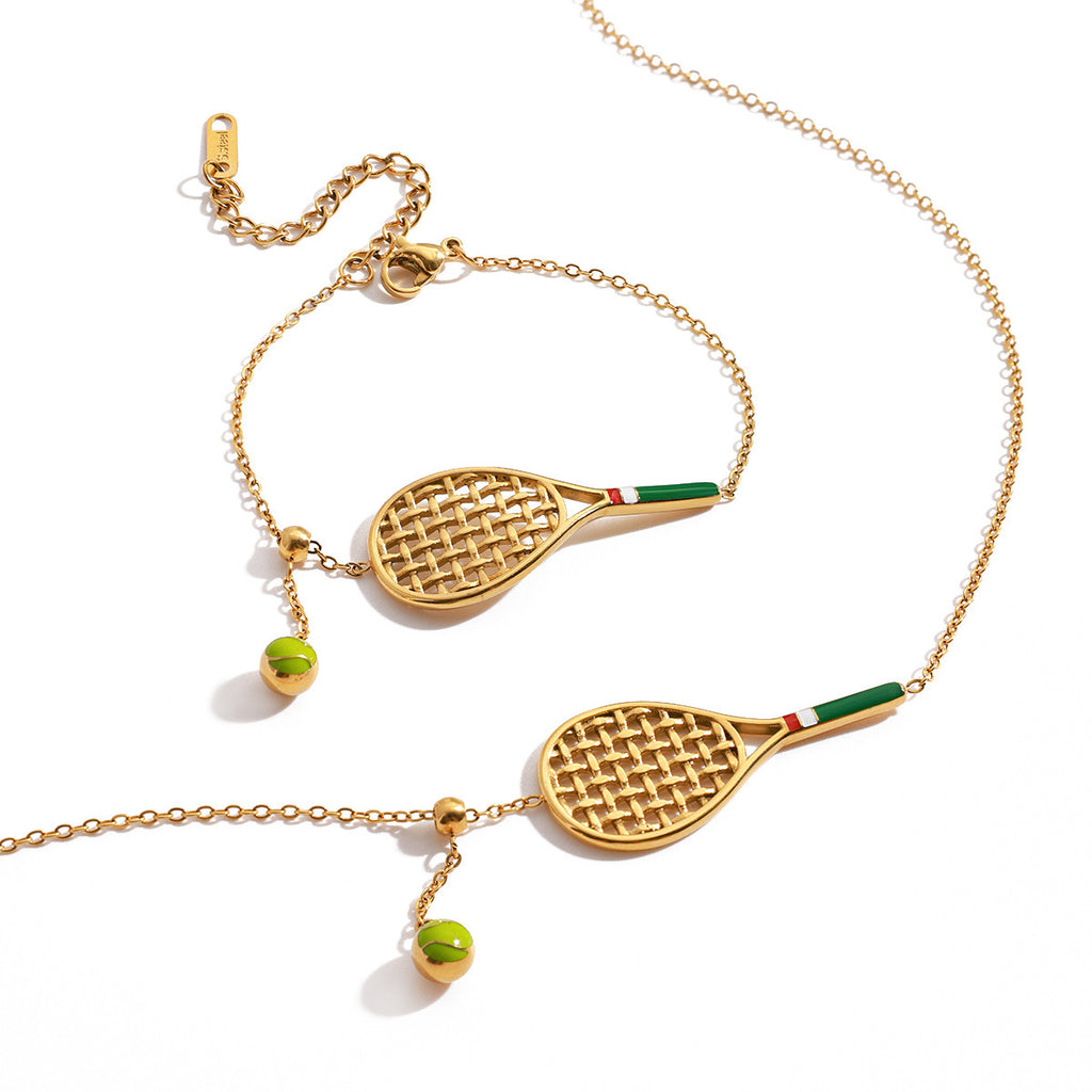 Colorful Tennis Racket Pendant Necklace For Women With A High-end Feel