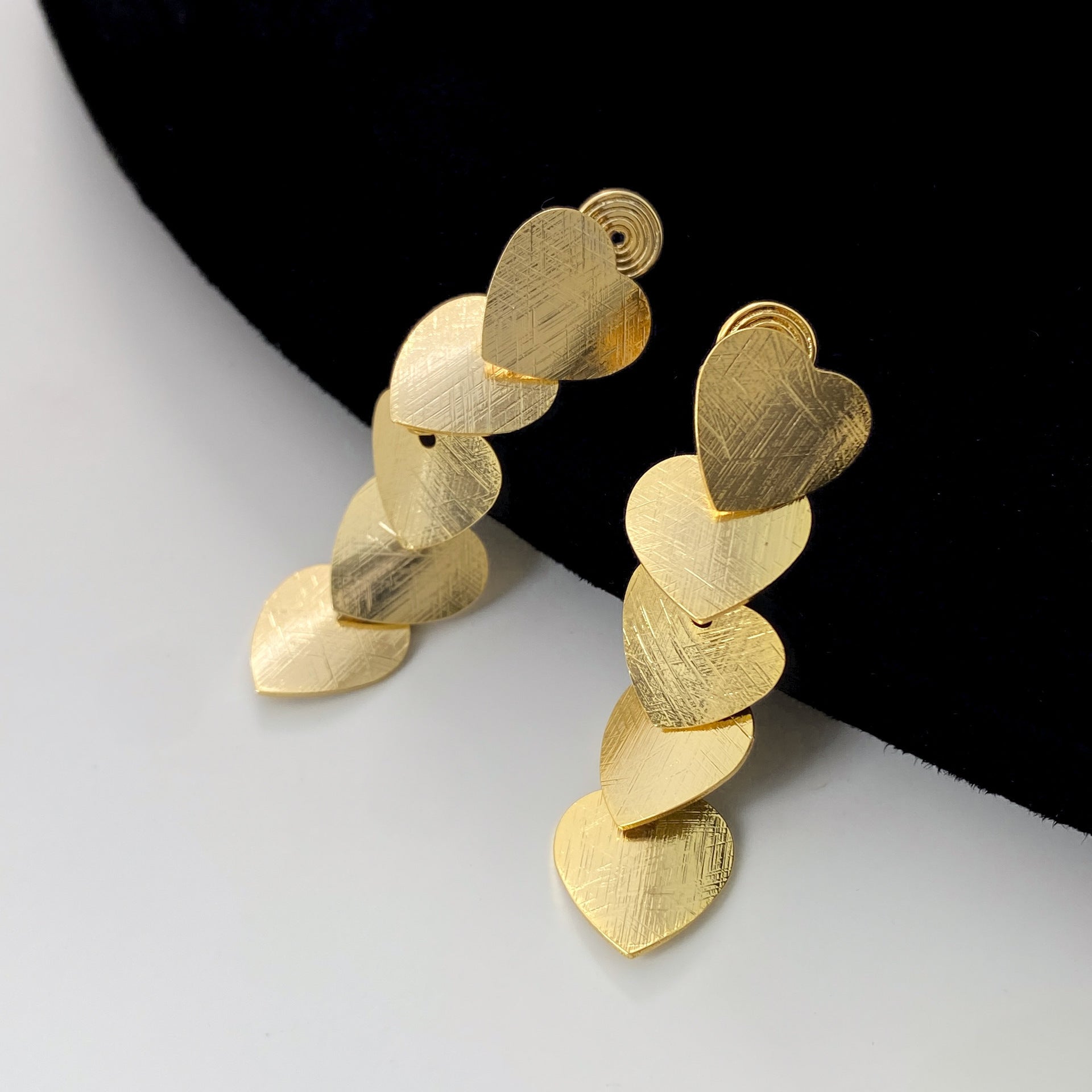 Personality Tassel Geometric Heart Ear Clip Without Piercing Luxury Earrings