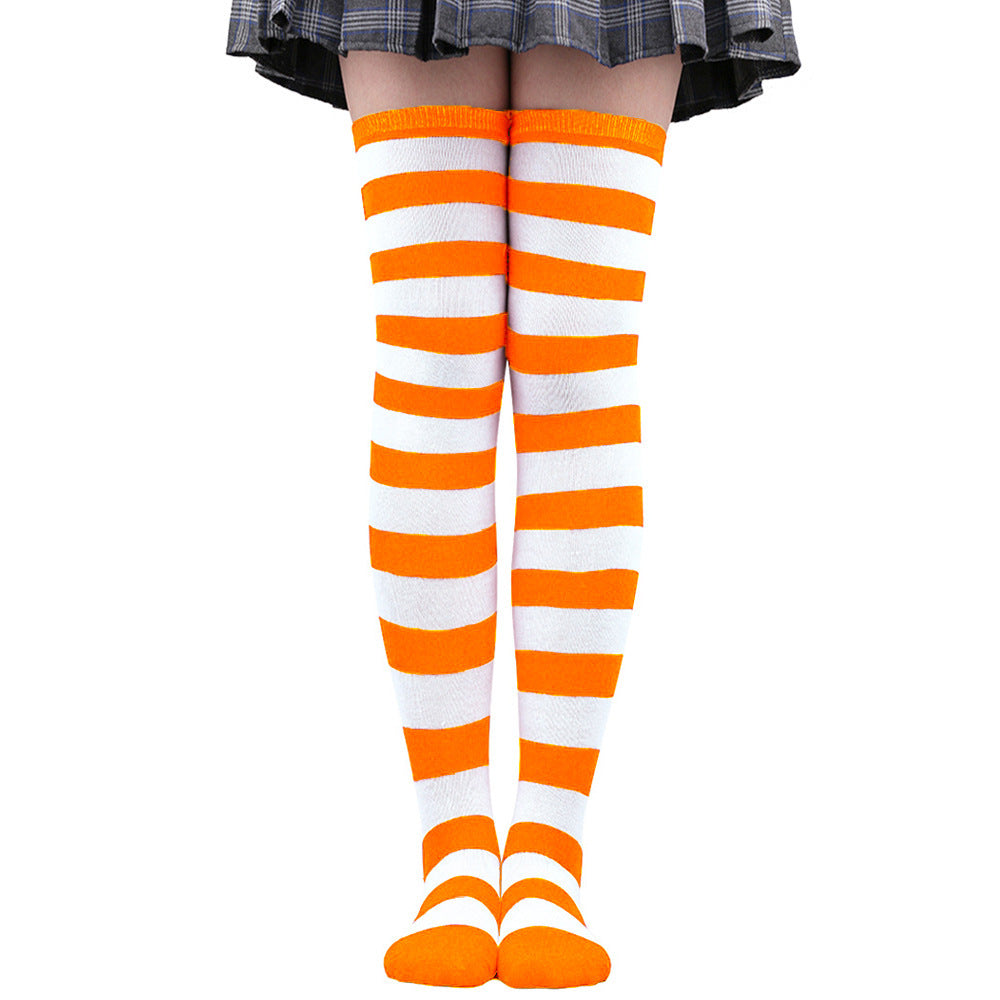 Striped Socks Hold-ups Women Over The Knee Halloween