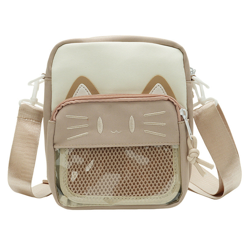 Cartoon Cat Embroidered Casual Shoulder Bag