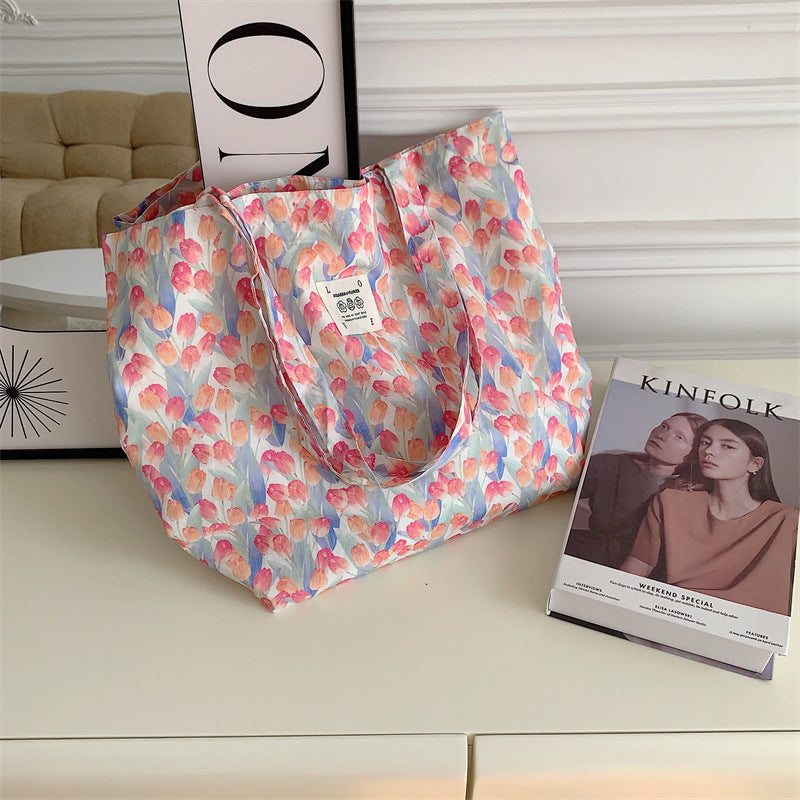 Tote Large Capacity Fashion Floral Canvas Shoulder Bag