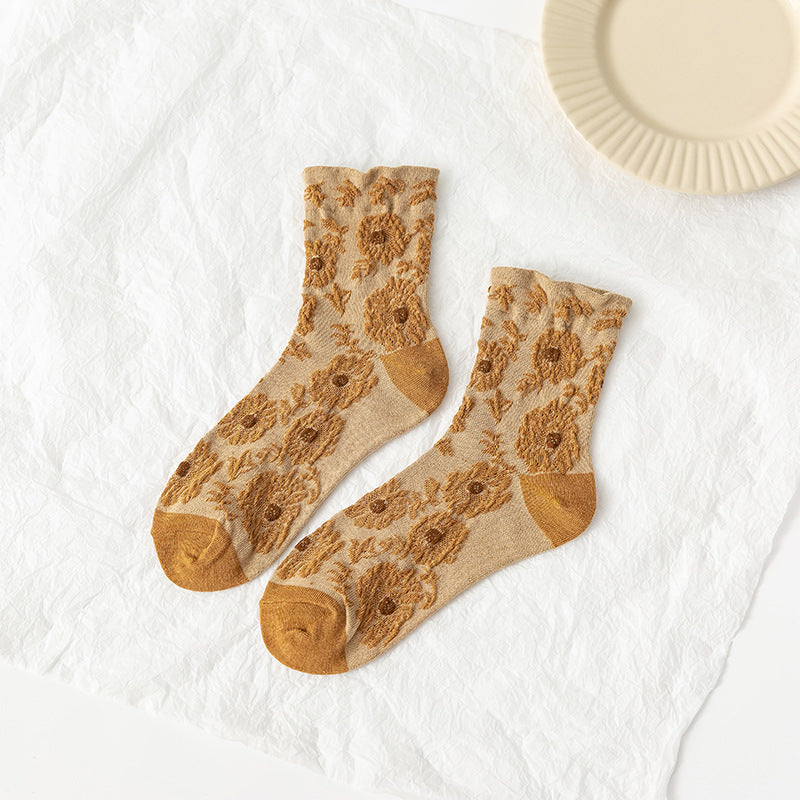 Vintage jacquard ladies cotton socks