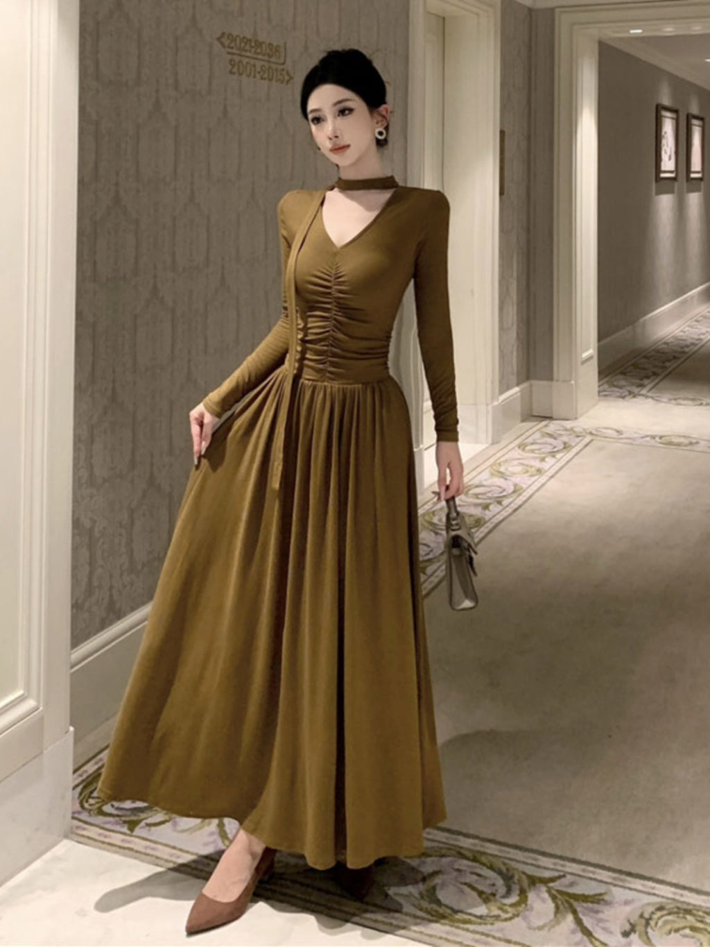 Lady's Vintage Ribbon Slim-fit Slimming Dress