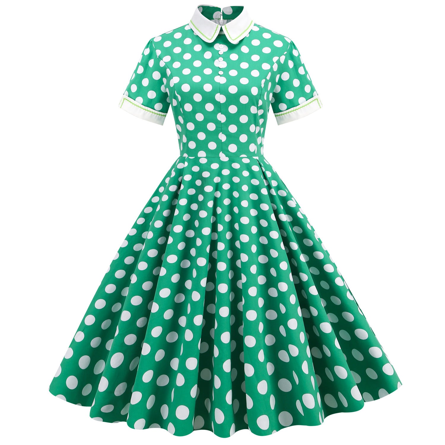 Elegant Polka Dot Photo Maxi Skirt Retro Dress