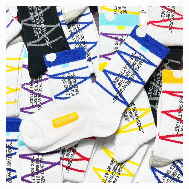 Middle Tube Striped Sports Socks Men And Women Cotton Trend