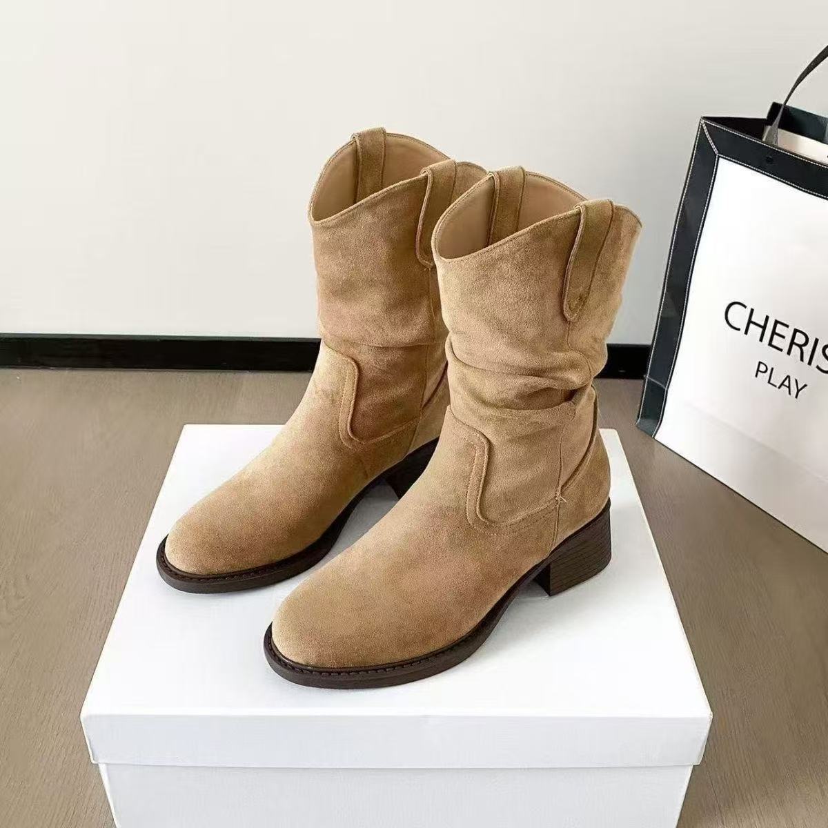 Women's Solid Color Versatile Chunky Heel Ankle Boots