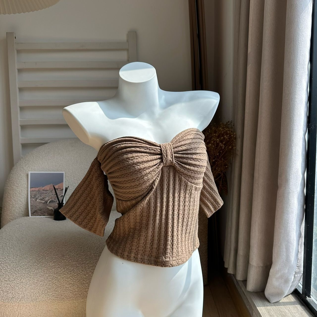 Summer Sexy Bow Slim-fit Slimming And Short Tube Top Off-shoulder Top