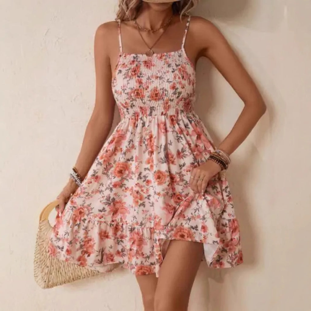 Summer Women's Off-shoulder Floral Print Dress