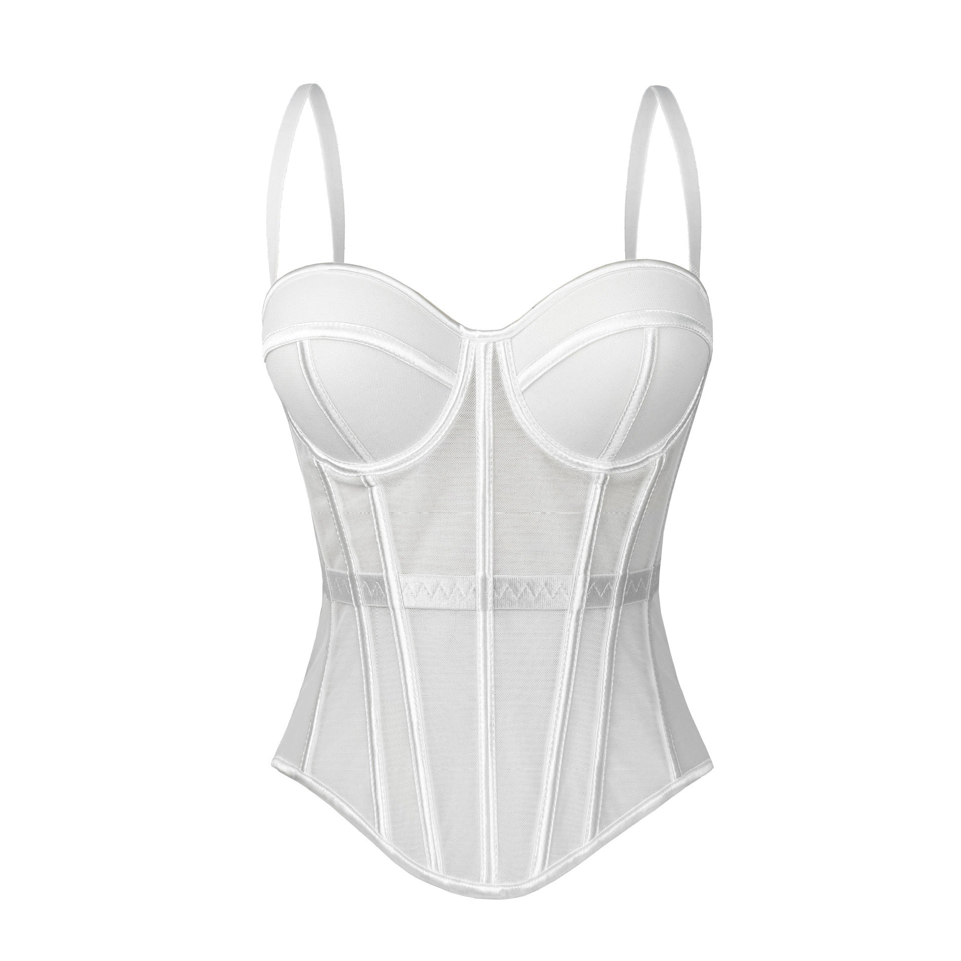 European And American Solid Color Fashion Fishbone Corset Waist-tight Slimming Mesh Camisole