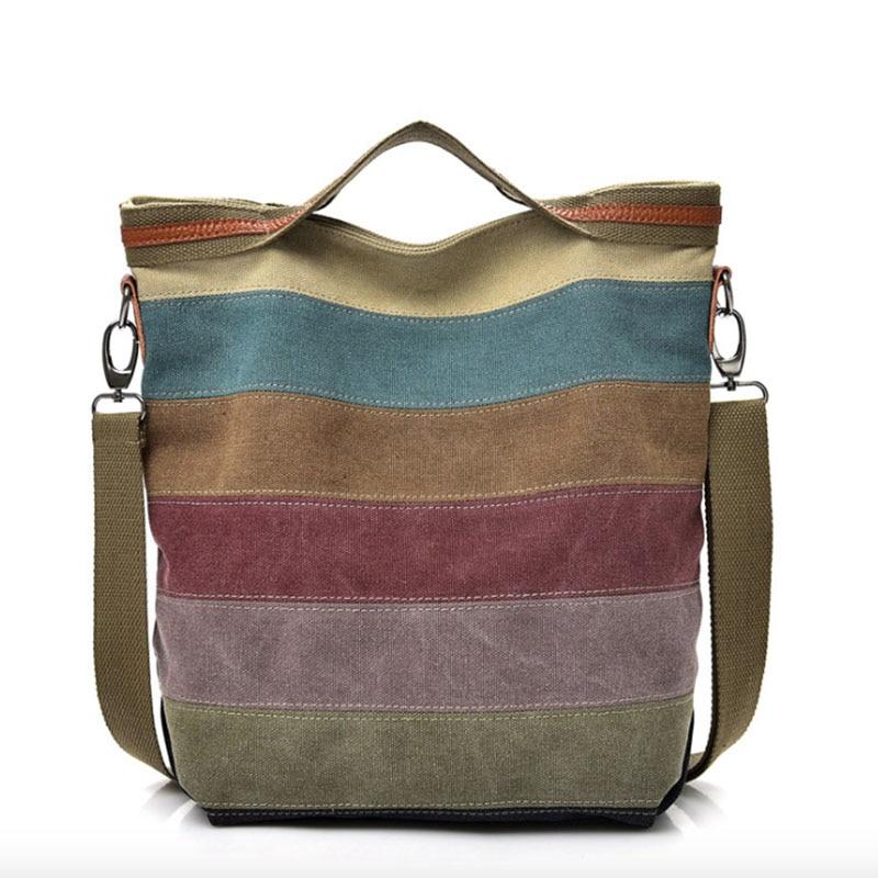 Vintage canvas stitching shoulder bag