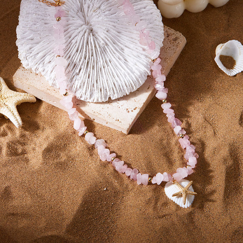 Small Gravel Starfish Pendant Necklace Choker Europe And America