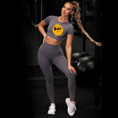 Bake build Crop top Knitted Solid Color Fitness Sports Yoga Wear