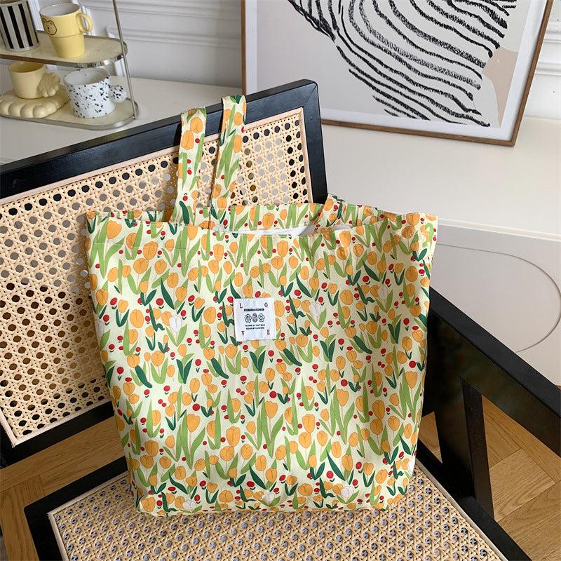 Tote Large Capacity Fashion Floral Canvas Shoulder Bag