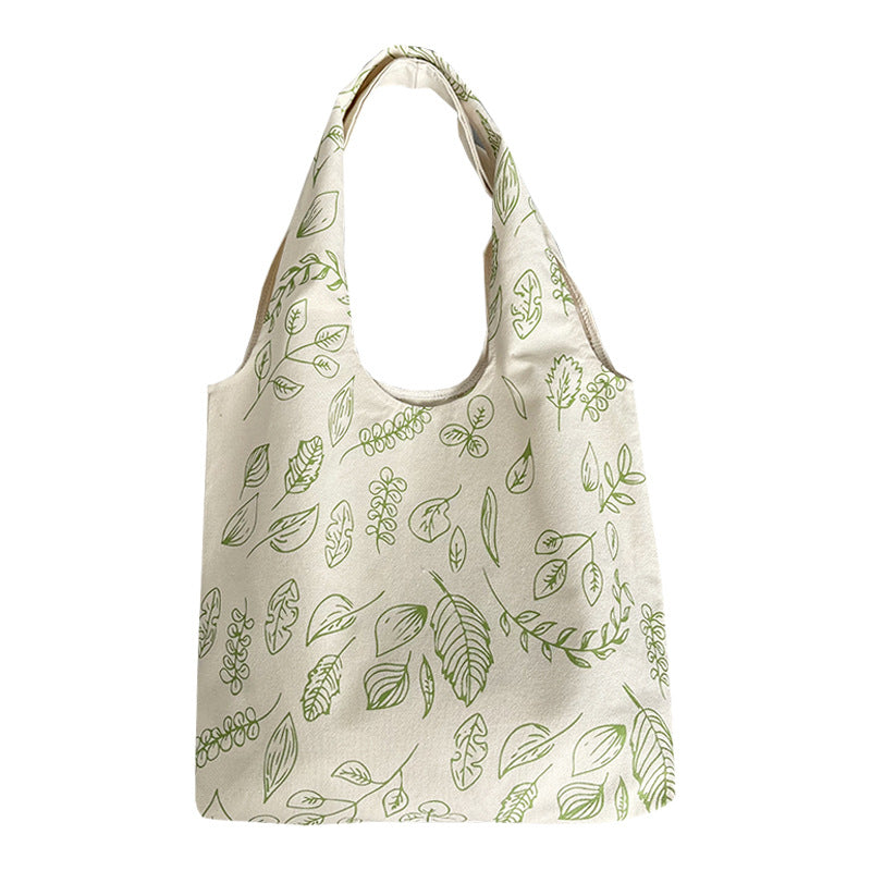 Large Capacity Portable Leaf Printed Vest Canvas Bag