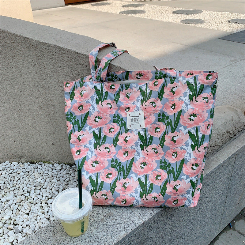 Tote Large Capacity Fashion Floral Canvas Shoulder Bag
