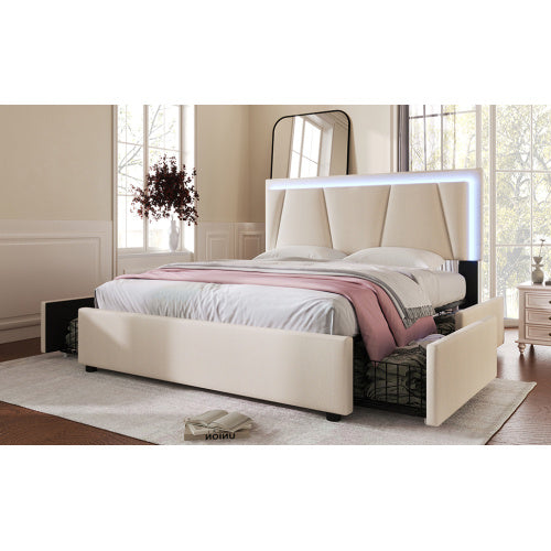 Wooden Storage Bed Bed Frame  Size 140cmx200cm