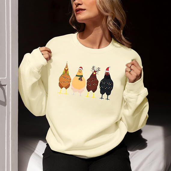 Chicken Sweatshirt Farm Animal Pullover Hoodie Cotton