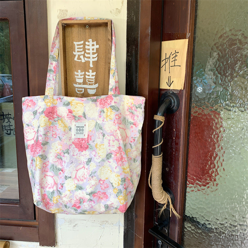 Tote Large Capacity Fashion Floral Canvas Shoulder Bag