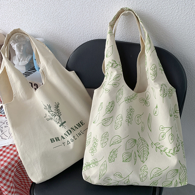 Large Capacity Portable Leaf Printed Vest Canvas Bag