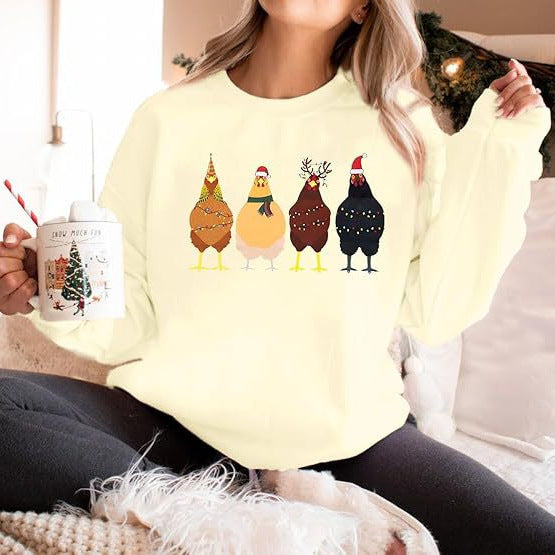 Chicken Sweatshirt Farm Animal Pullover Hoodie Cotton