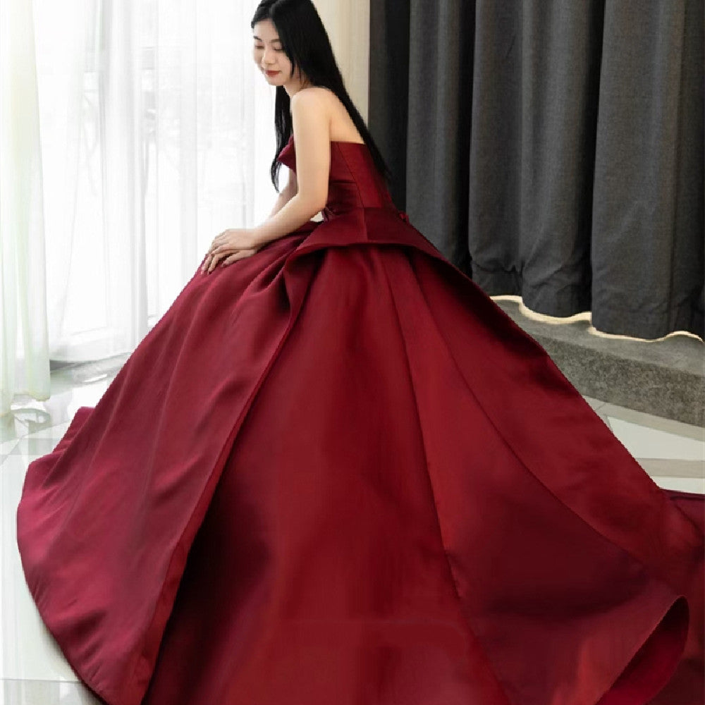 Vintage Fashion Bridal Burgundy Toast