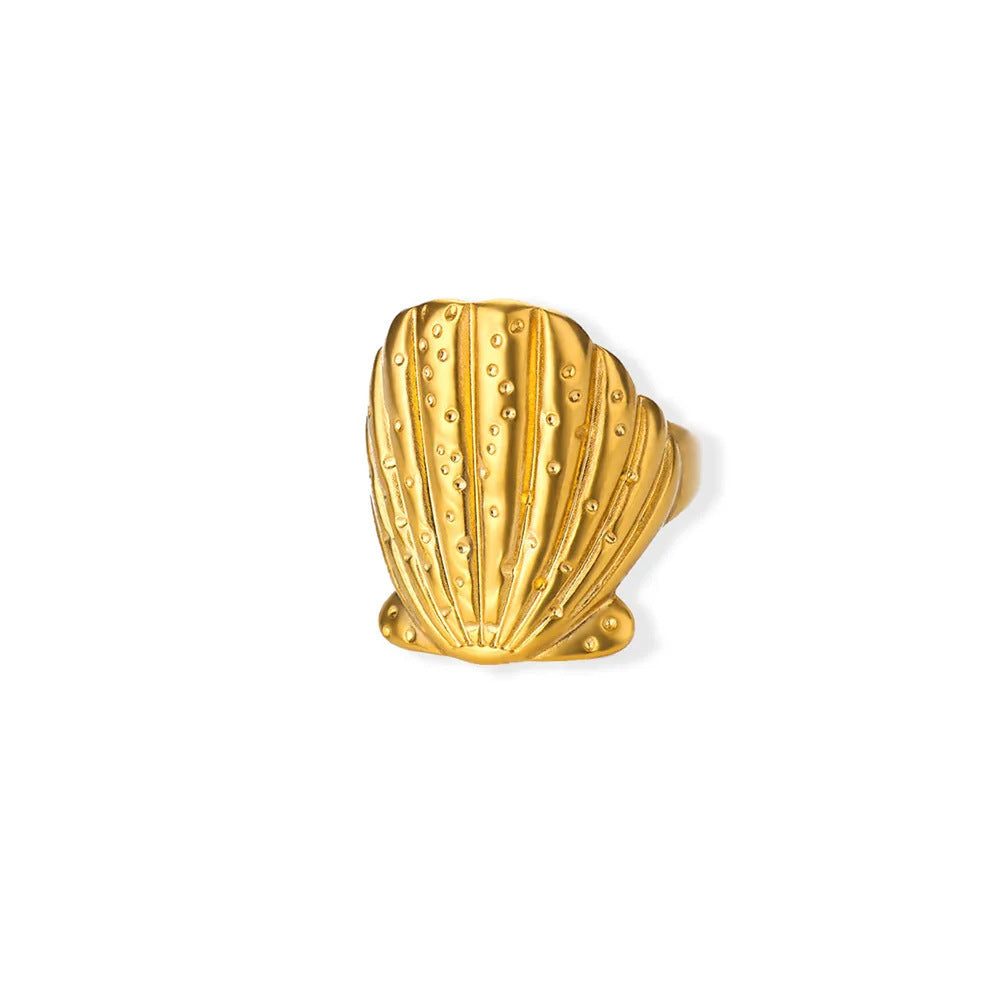 Ocean Wind Starfish Shell Stainless Steel Open Gold-plated Women's Vacation Jewelry