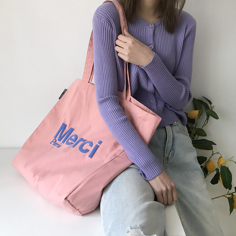 Korean style candy color washed canvas bag