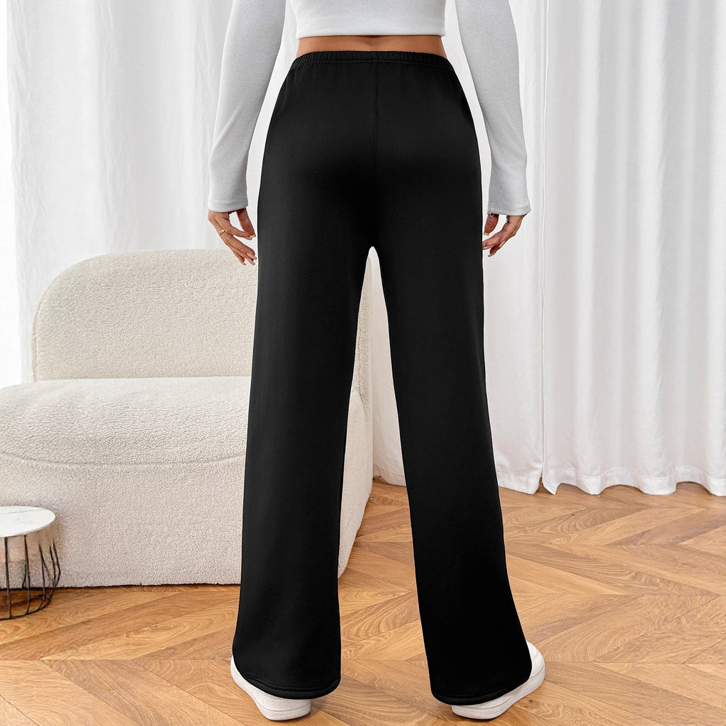 Lamb White Velvet Wide Leg Warm-keeping Pants Female Winter Plus Velvet Thickened Casual