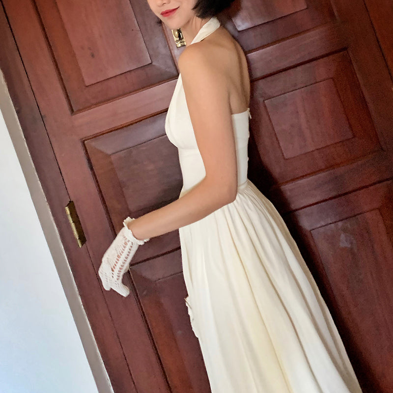 Vintage Dress Female V-neck Hanging marilyn inspired