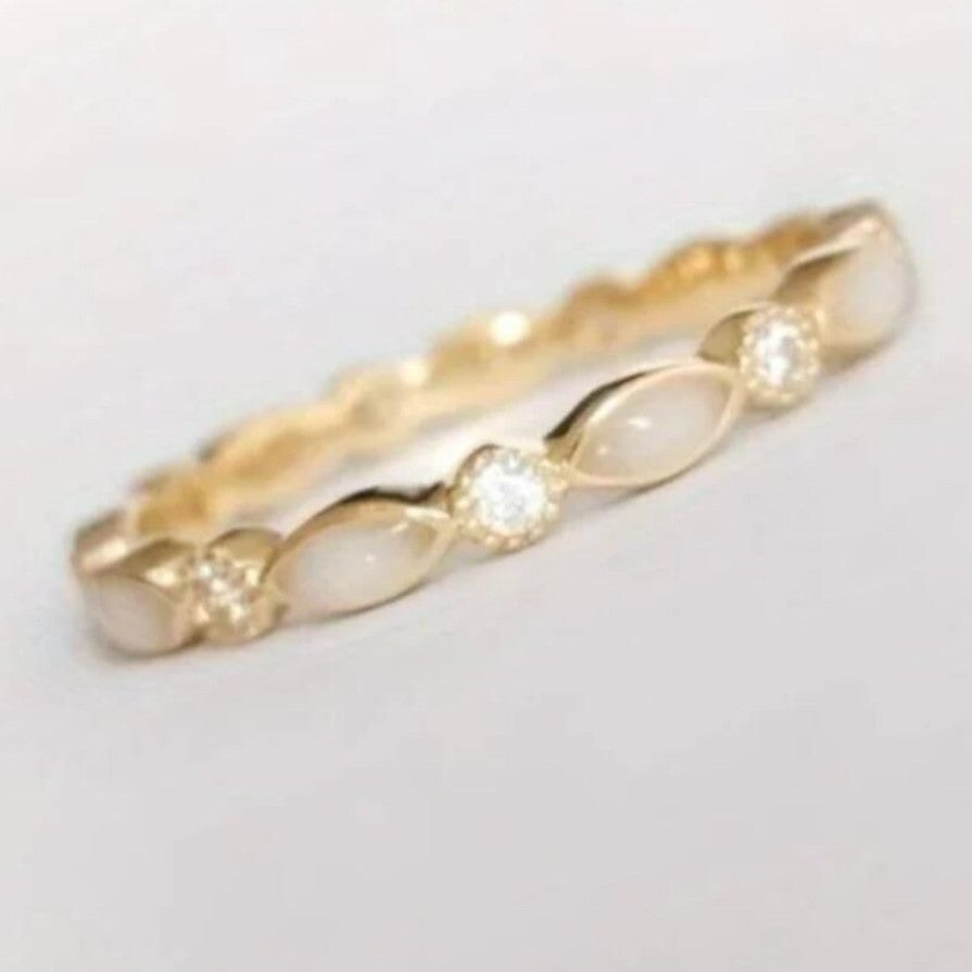 French Golden Opal Open Adjustable Women's Ring