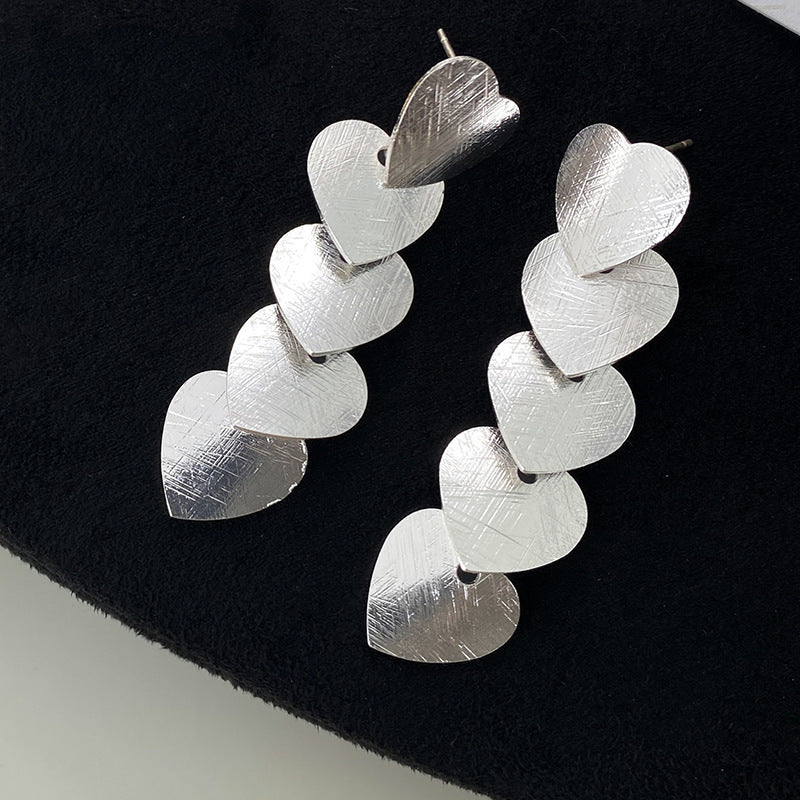 Personality Tassel Geometric Heart Ear Clip Without Piercing Luxury Earrings