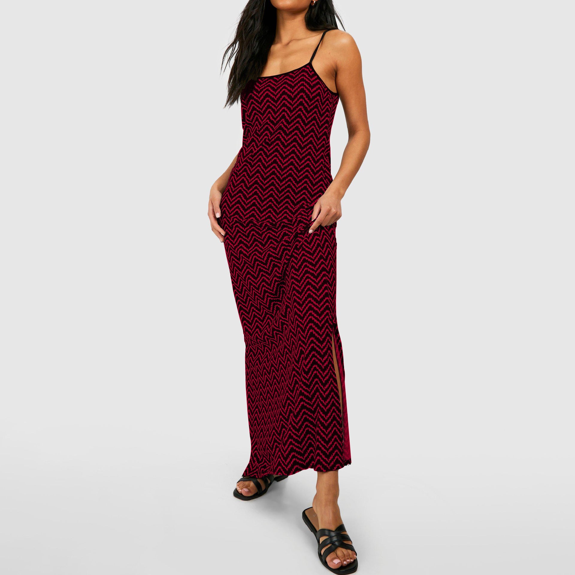 Women's Dress With Sexy Split And Straps