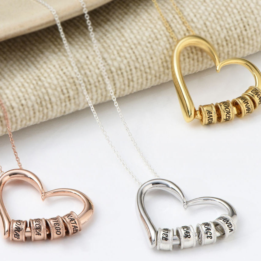 POD Personalized Name Beaded Heart Bead