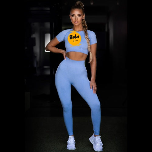 Bake build Crop top Knitted Solid Color Fitness Sports Yoga Wear