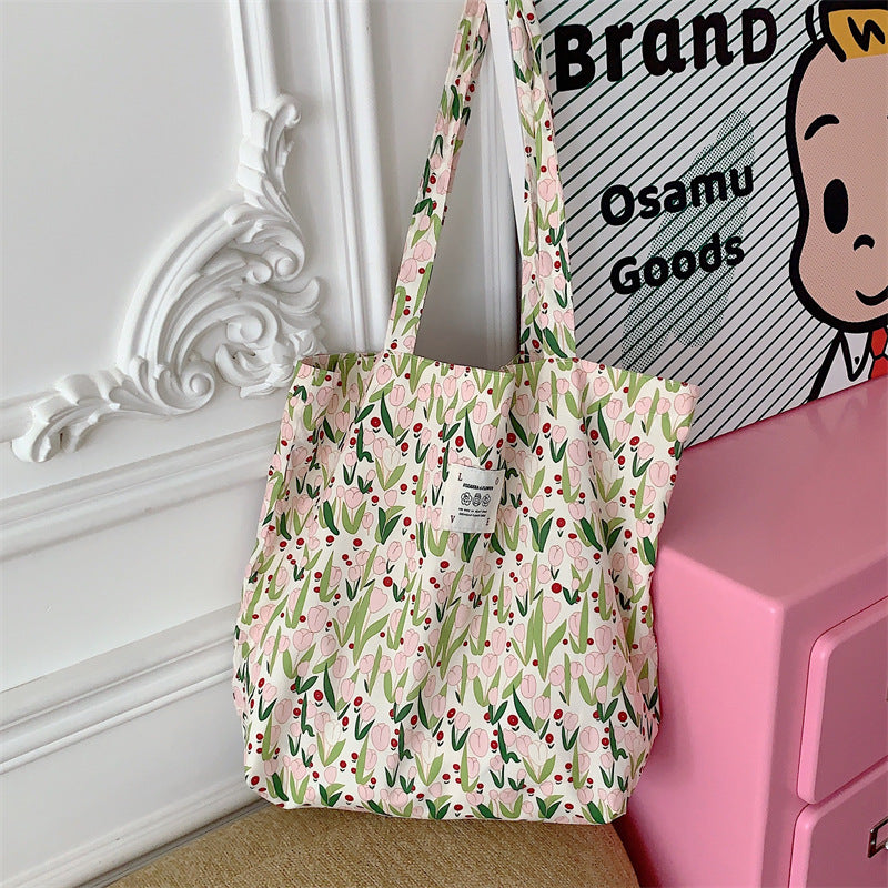 Tote Large Capacity Fashion Floral Canvas Shoulder Bag