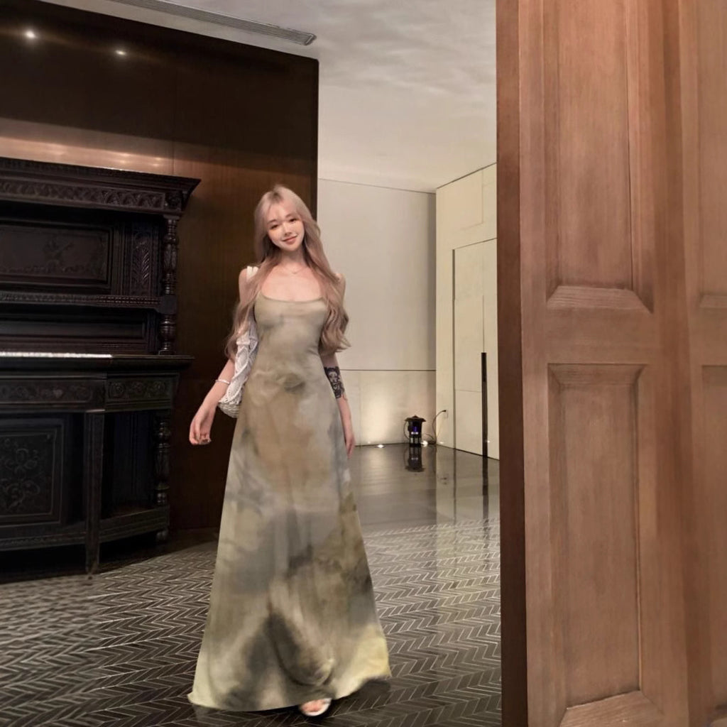 Retro Cool And Minimalist Light Green Strap Dress With A Pure And Alluring Vibe