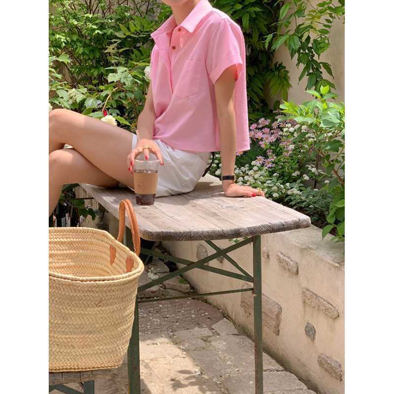 Versatile Candy-colored Single-breasted Shirt