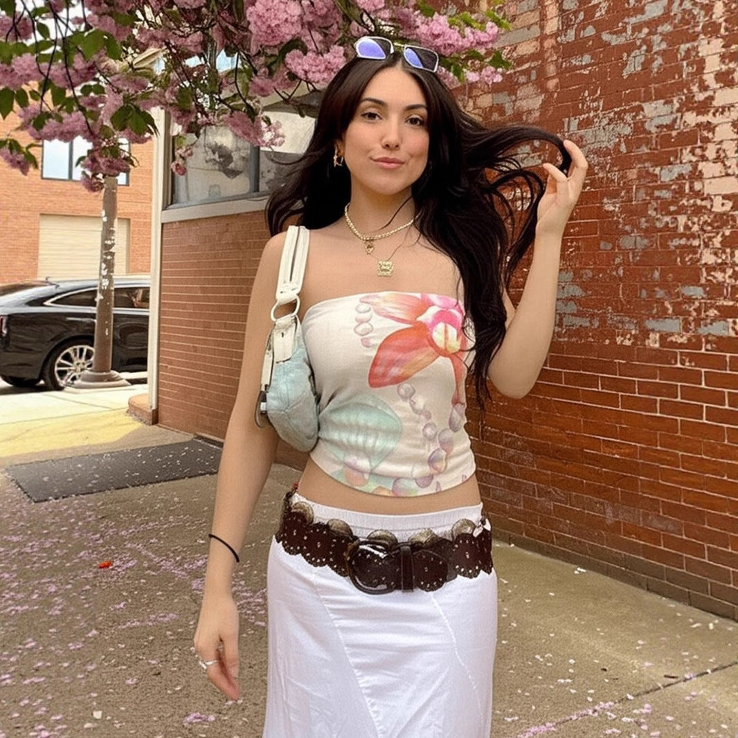 Girl's Younger Island Shell Flower Tube Top Vest