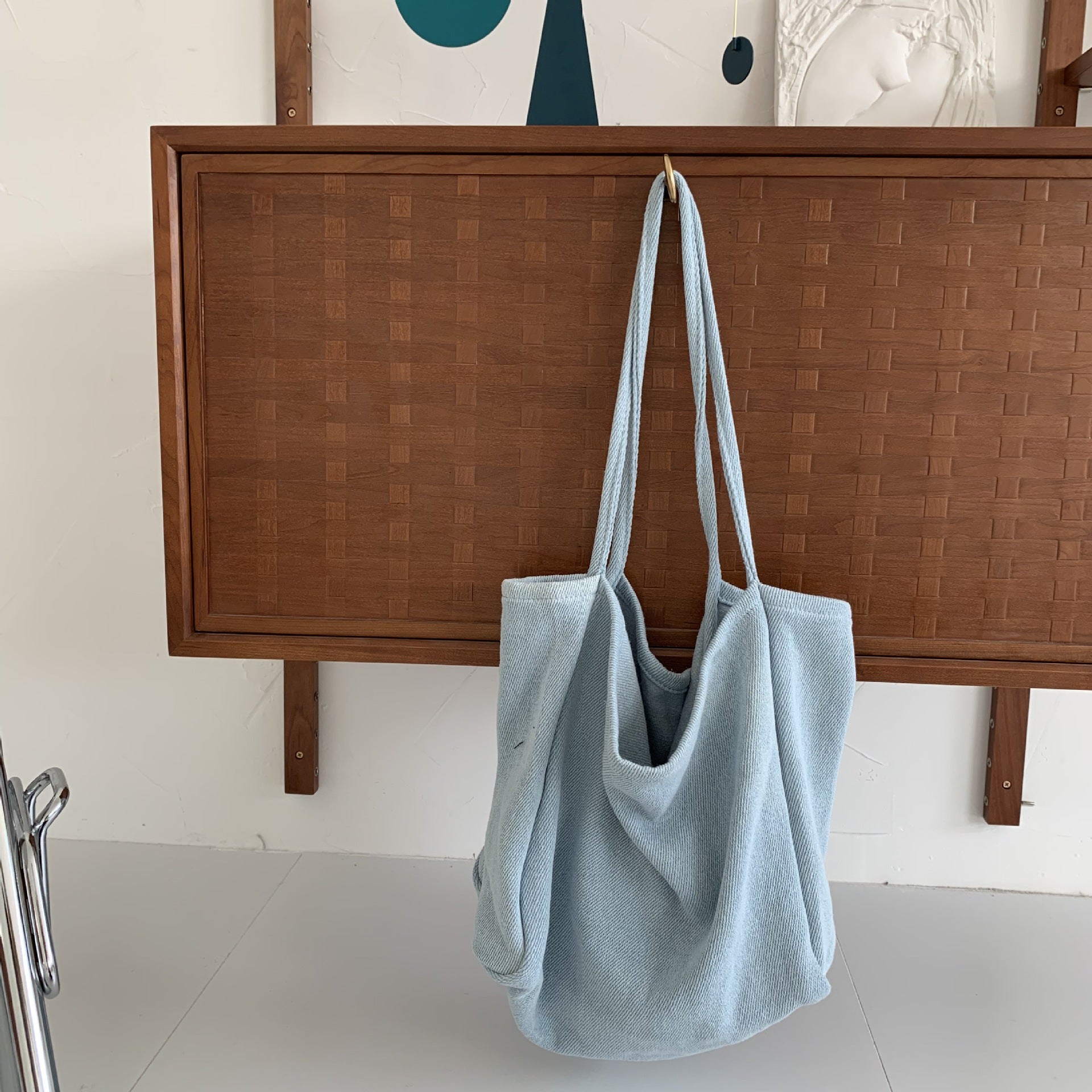 Vintage canvas bag washed denim