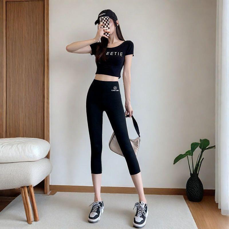 Women's Summer Thin Shark Pants Outer Wear High Waist Cropped Yoga Weight Loss Pants