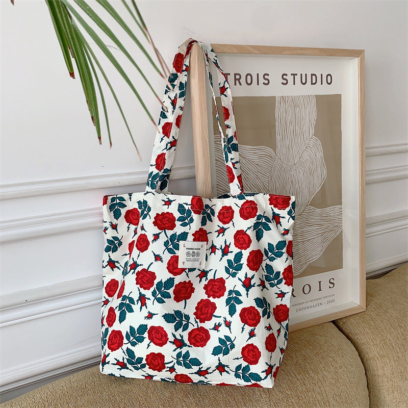 Tote Large Capacity Fashion Floral Canvas Shoulder Bag