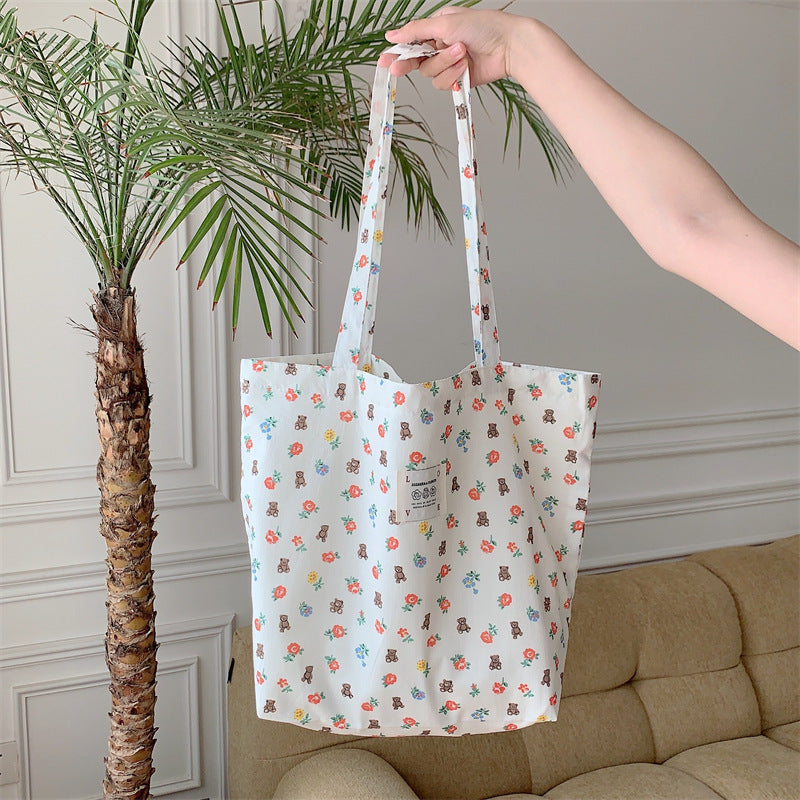 Tote Large Capacity Fashion Floral Canvas Shoulder Bag