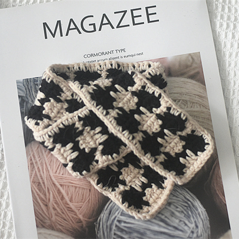 Small Hat Beret Knitting Plaid Small Scarf Dog