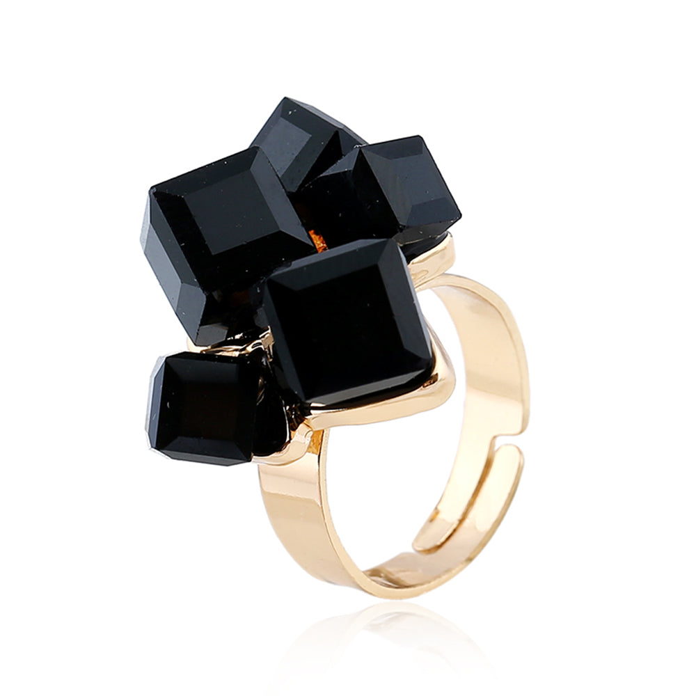 1PC Women's Fashion Statement Ring - Creative Elegant Magic 3D Cube Crystal-Embedded Index Finger Ring, Multi-Color Options, Perfect For Daily Wear & Gifting