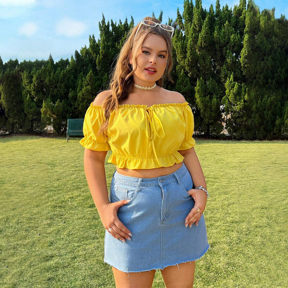 Fashion Women's Short Crop Summer Shirt Sleeve Sexy Off-shoulder T-shirt