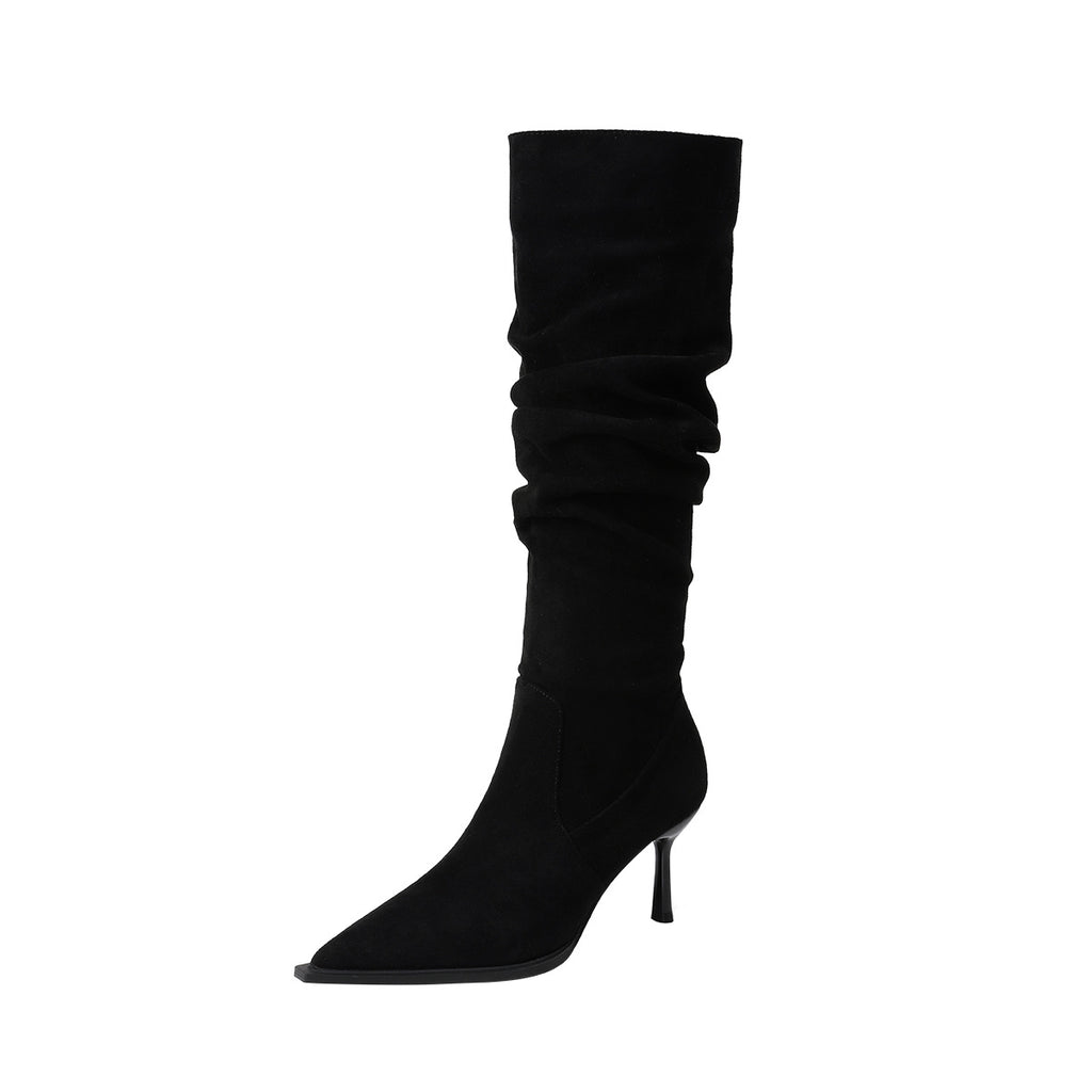 Pointed Toe Skinny Boots Below The Knee Boots