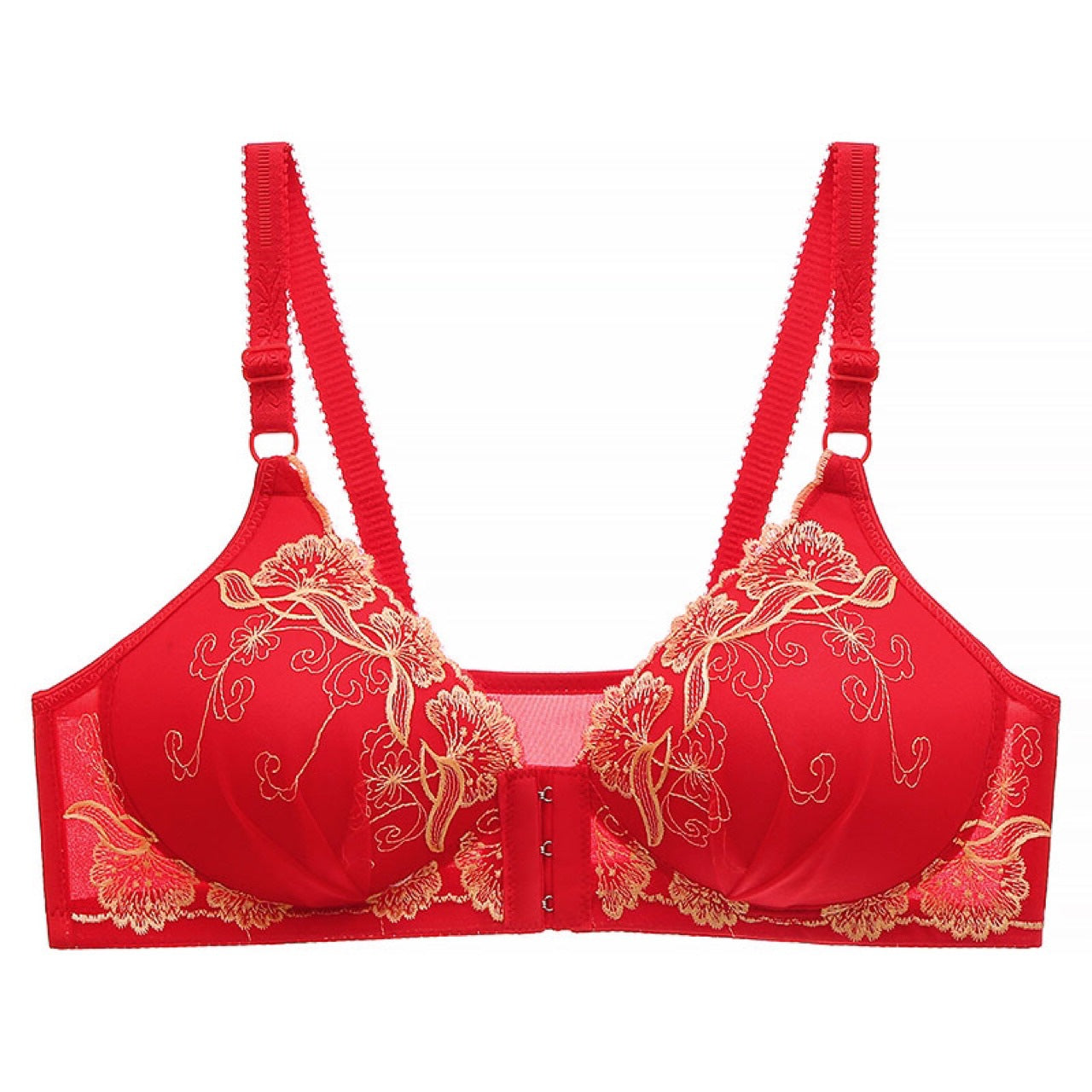 Front Buckle Embroidered Underwear Women Push Up bra