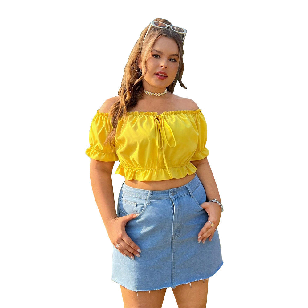 Fashion Women's Short Crop Summer Shirt Sleeve Sexy Off-shoulder T-shirt