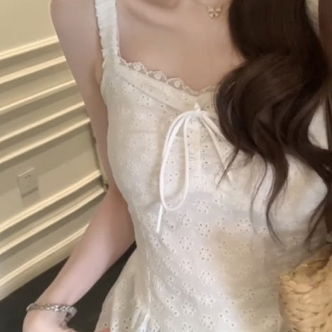 Pure Desire Style Hot Girl Flounce Splicing Sling Vest