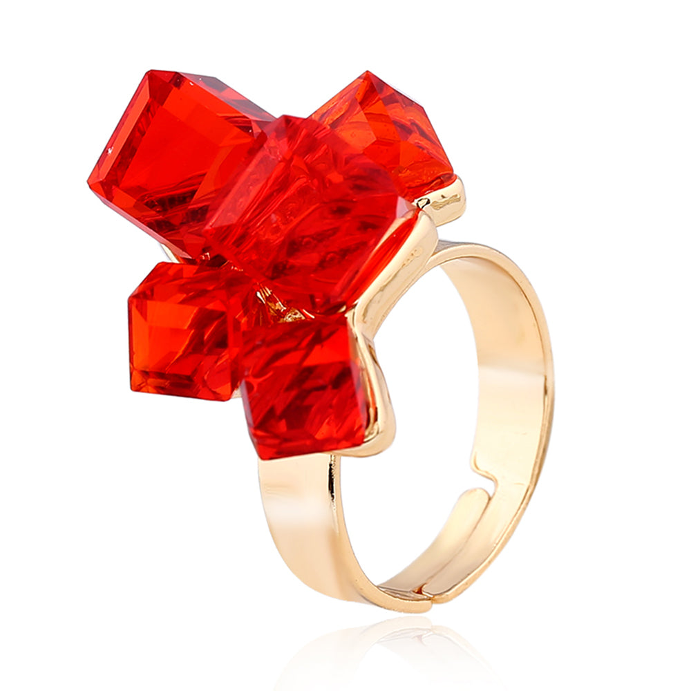 1PC Women's Fashion Statement Ring - Creative Elegant Magic 3D Cube Crystal-Embedded Index Finger Ring, Multi-Color Options, Perfect For Daily Wear & Gifting